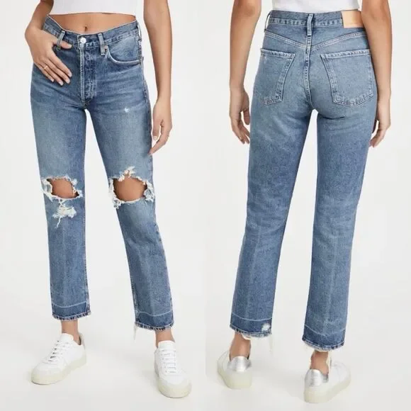 Citizens of Humanity Charlotte Straight Leg Distressed Jean Cropped Size 26 - Picture 1 of 9